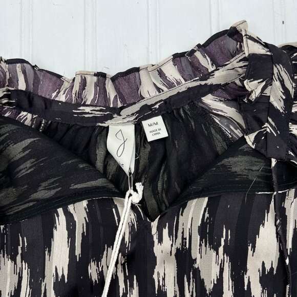 Joie Black & White Metallic Print Sheer Blouse Long Sleeve M - Picture 3 of 6